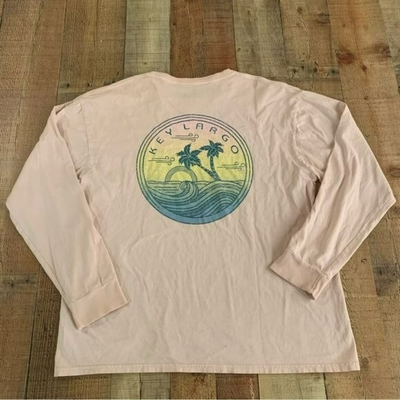 Blue 84 Key Largo pastel pink long sleeve graphic Tshirt men’s size L - Picture 8 of 9